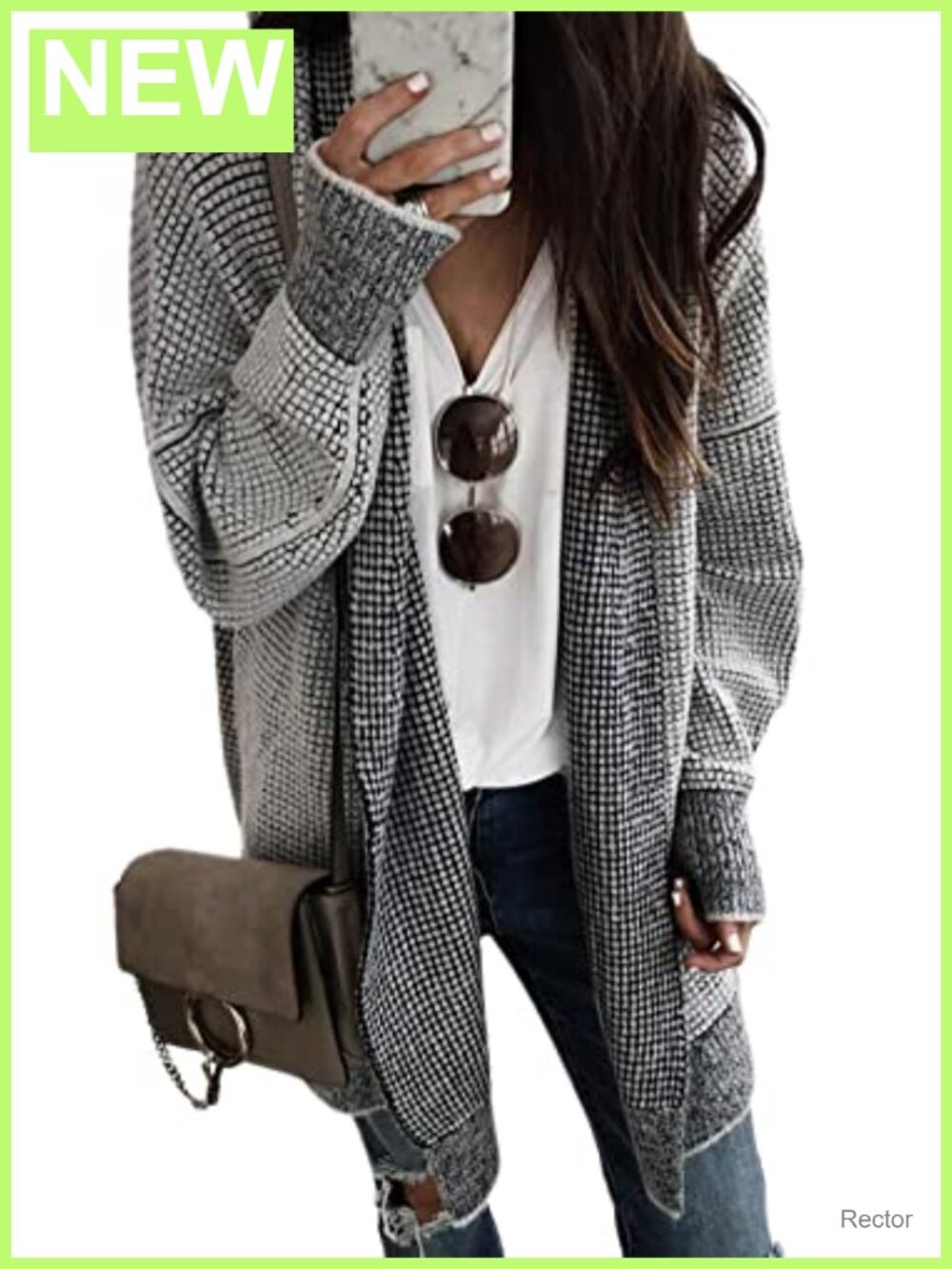 Oversized Open Front Cardigan Sweater with Batwing Sleeves